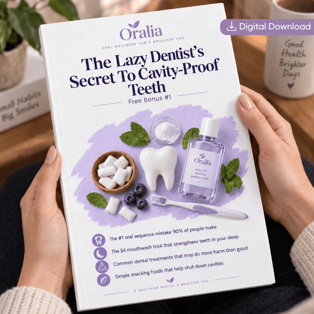The Lazy Dentist’s Secret To Cavity-Proof Teeth, Oralia’s free digital report.